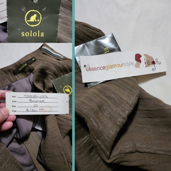 Solola Army Green Crinkle Tencel High Rise Wide Leg Pants - Picture 7 of 7